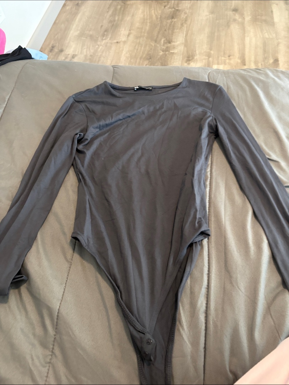 grey Long-Sleeve One-Piece Bodysuit